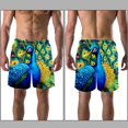 thumbnail image 3 of luoweisi Men's Beach Shorts Quick Dry Swim Trunks with Mesh Lining Peacock 2XL, 3 of 5
