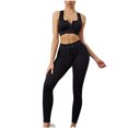 thumbnail image 2 of Idoravan Women Sets Clothing Womens Casual Fashion Bodybuilding Run Yoga Camisole Zipper Solid Color Vest Tops Bandage Pants Suit, 2 of 3