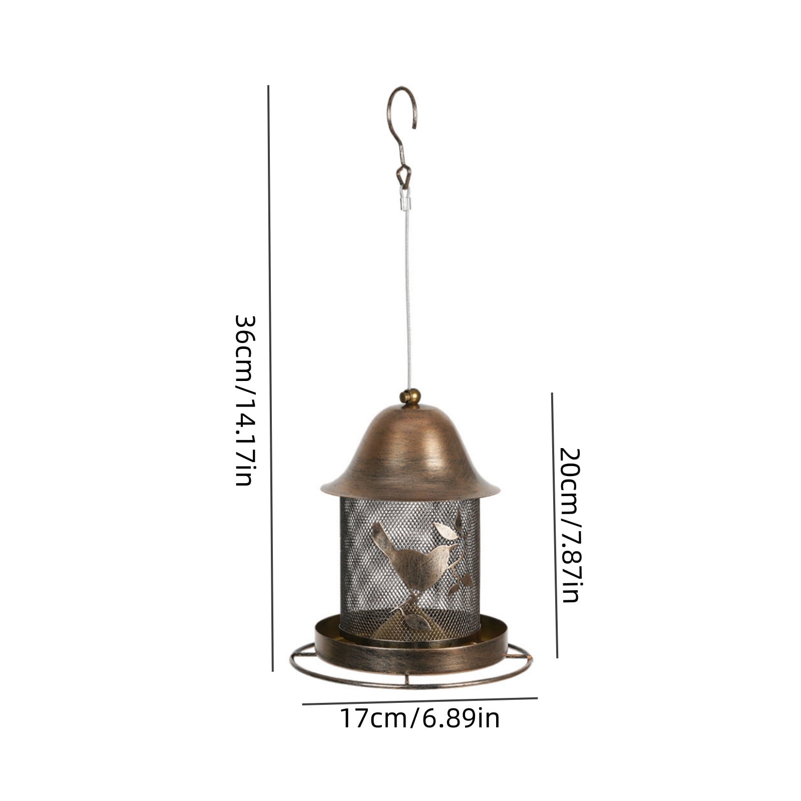 Squirrel Proof Metal Bird Feeder, Outdoor Sturdy Hanging Feeder, Adjustable Seed Garden Birdhouse, Patio Decorative Feeder Station, 14.17x7.87x6.69 Inches