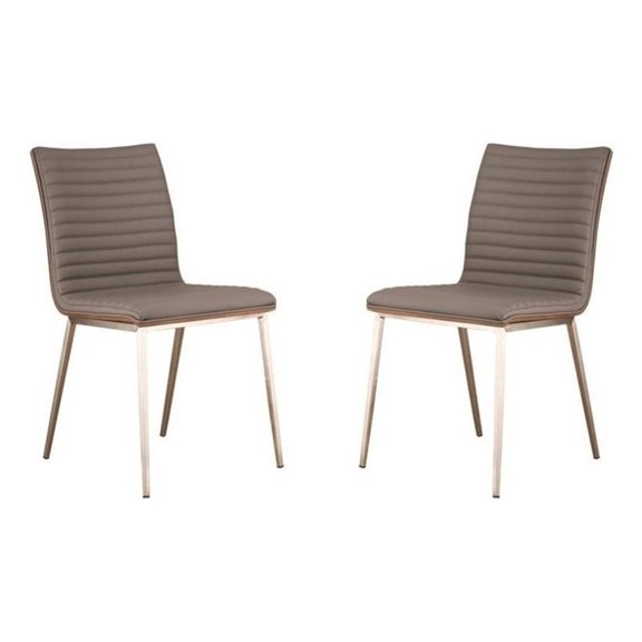 Hawthorne Collections Modern Faux Leather Upholstered Dining Chair in Gray