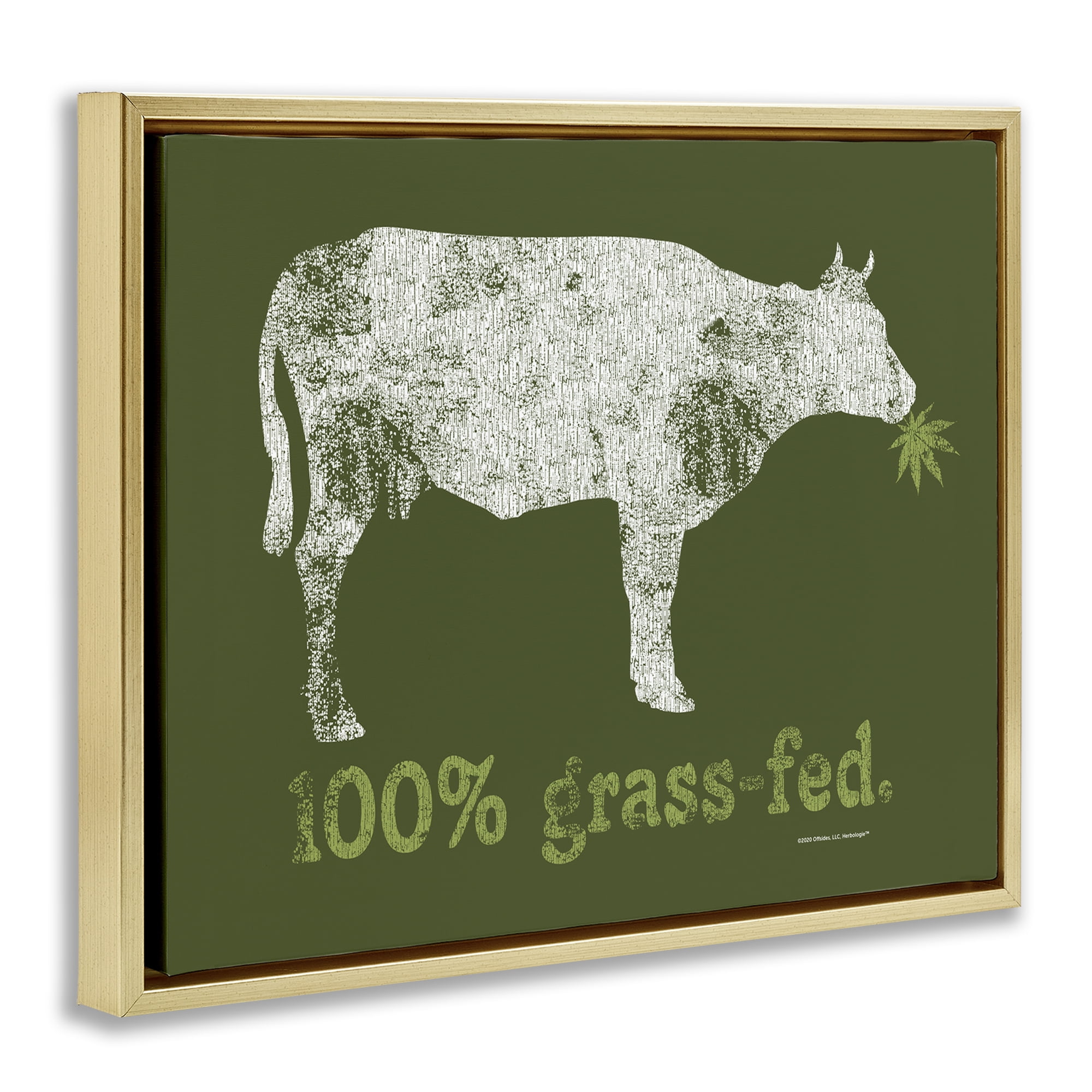 Stupell Industries Grass Fed Cow Animals Painting Gold Floater Framed Canvas Art Print Wall Art, 31 x 25