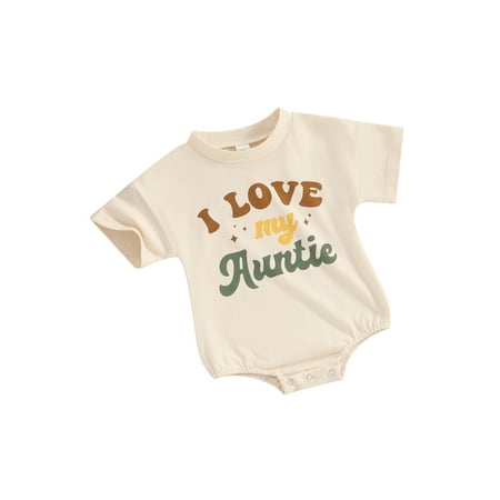 

Co.MMehjri Baby Romper Short Sleeve Crew Neck Letters Print Summer Bodysuit Clothes for Girls Boys