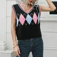 thumbnail image 3 of Womens Fall Fashion 2022! QLEICOM Sweaters for Women, Women‘s V-neck Multicolor Knitted Sweater Casual Fashion Sleeveless Vest Jacket Coat Tops On Clearance, 3 of 6