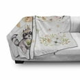 thumbnail image 3 of Saying Soft Flannel Fleece Blanket, Woodland Raccoon with Blossoming Spring Flowers with Oh Baby Calligraphy in Middle, Cozy Plush for Indoor and Outdoor Use, 50" x 70", Multicolor, by Ambesonne, 3 of 6
