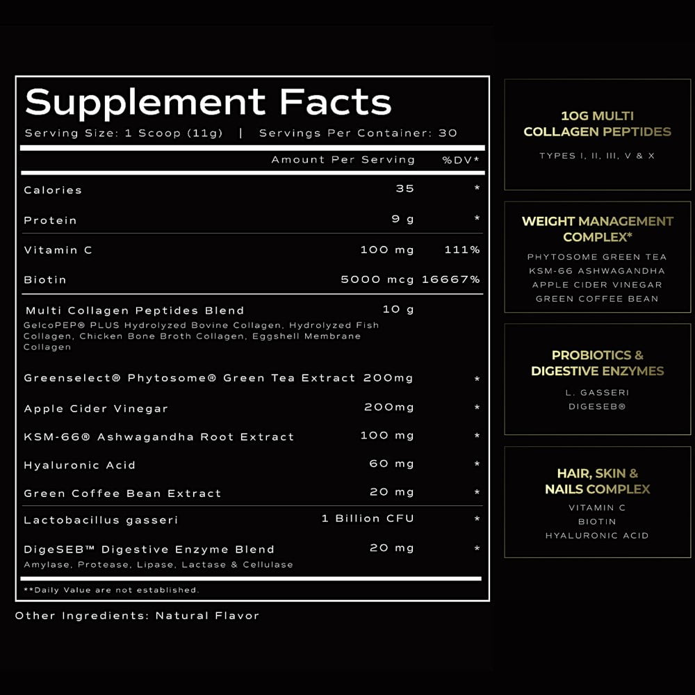 ELMNT Super Collagen Burn - Multi Collagen Peptides Powder for Women w. Apple C Vinegar (Razz Lemonade)
