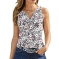 thumbnail image 2 of Wycnly Tank Top for Women White Tank Top Slim Fit Going out Button up Henley Shirts Tank 2025 Casual Floral Print Sleeveless Tee Tops Ladies Sleeveless Shirt, 2 of 6
