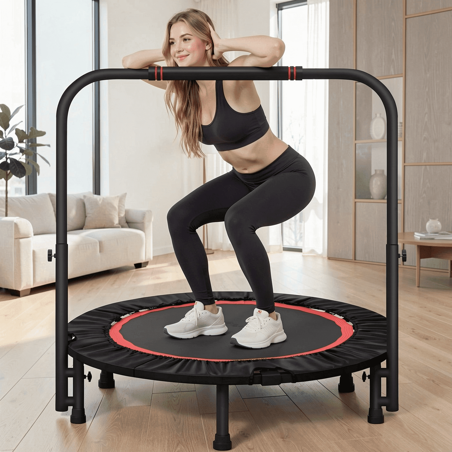 Airfind 40 Inch Mini Trampoline for Adults, 450LBS Foldable Fitness Rebounder