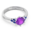 thumbnail image 3 of Diamond-Capitals 2.20 Ct Wonderful Round Cut Amethyst & Blue Sapphire Gemstone Ring Perfect Birthday Gift for her 18K White Gold Size 3, 3 of 7