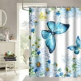 thumbnail image 3 of Blue Hydrangeas Shower Curtain 72 x 72 Inch, Spring Floral Daisy Shower Curtain Butterfly Shower Curtain Bathroom Decor, Polyester Fabric Waterproof with Hooks, 3 of 6
