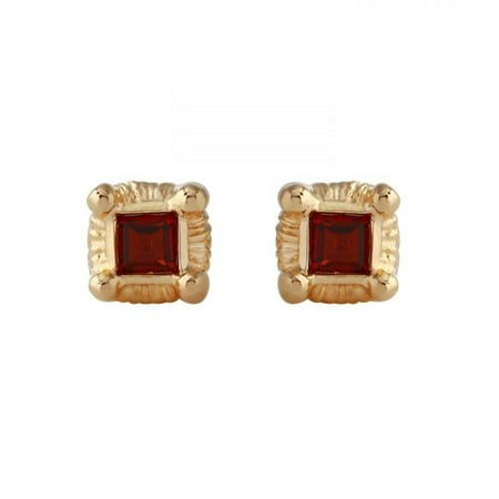 Ladies 0.9 Carat Garnet 14K Yellow Gold Earrings