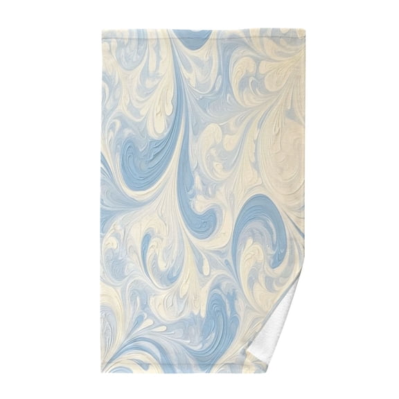 Pure Cotton Face Towel 16x28 Inches Hand Towel Bath Towel Hand Bath Towels Soft Good Water Absorption for Washing Face Wiping Face Blue and White Pattern