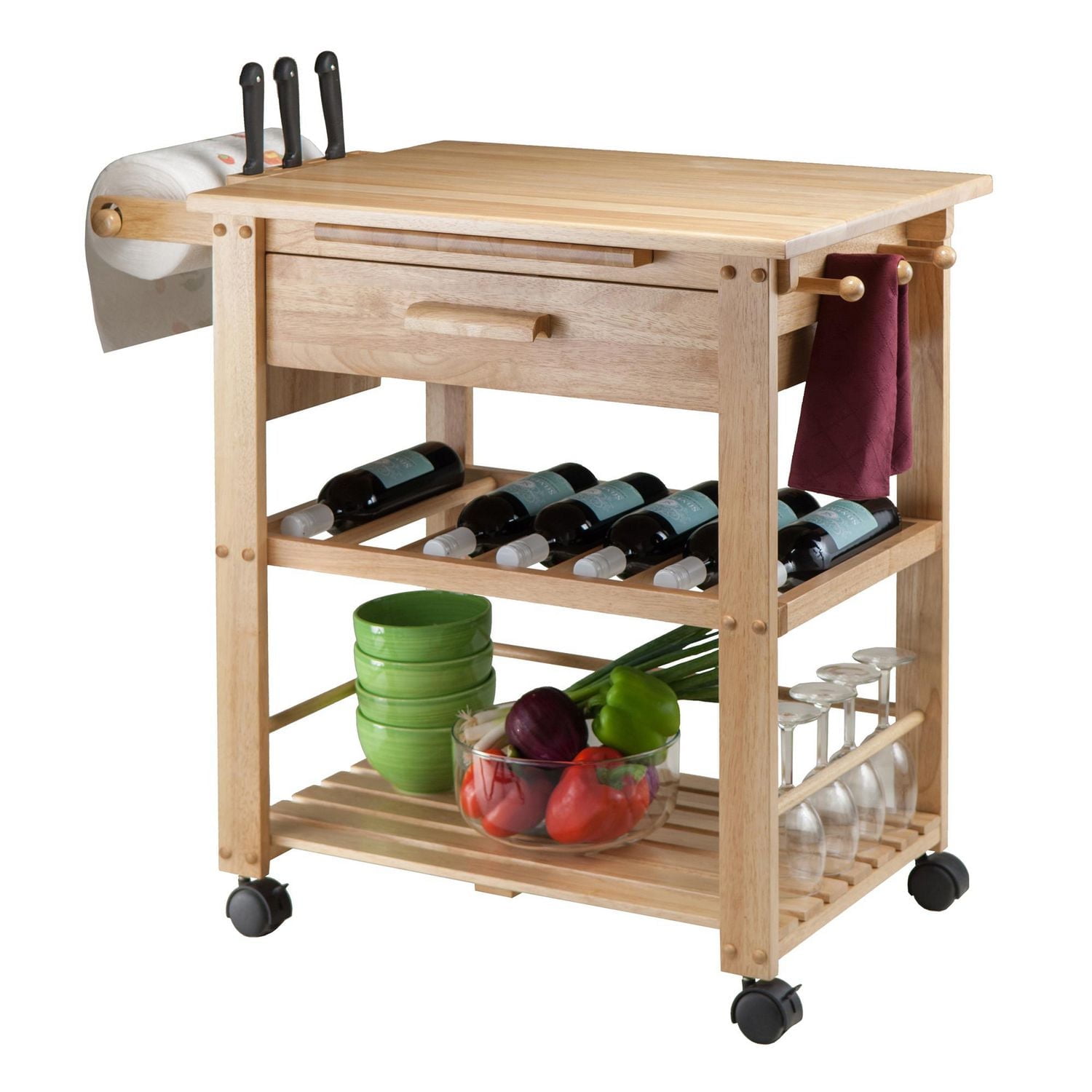 Winsome Finland Kitchen Cart in Natural Finish -83644