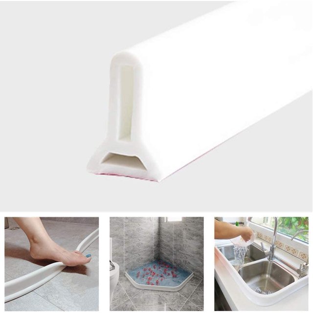 Cinta de silicona impermeable plegable, tapón de presa de agua de umbral de ducha, tapón de flujo de agua de sello de piso de ba?o (blanco, 50 cm) ZefeiWu 8390614323988