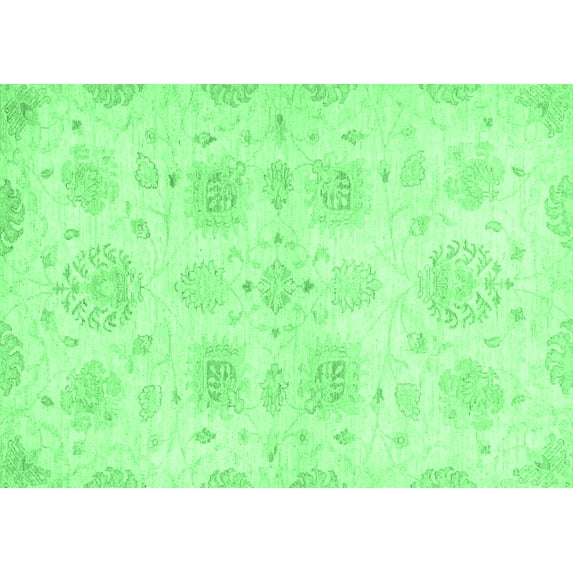 Ahgly Company Indoor Rectangle Abstract Emerald Green Modern Area Rugs, 7' x 10'