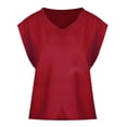 thumbnail image 1 of WTXUE Débardeurs Sans Manches, Col Rond Manches Courtes pour Femmes Été Haut Basique Tee-Shirts Débardeur Ample 2024 Rayé / Décontracté pour Femmes Red L, 1 of 5
