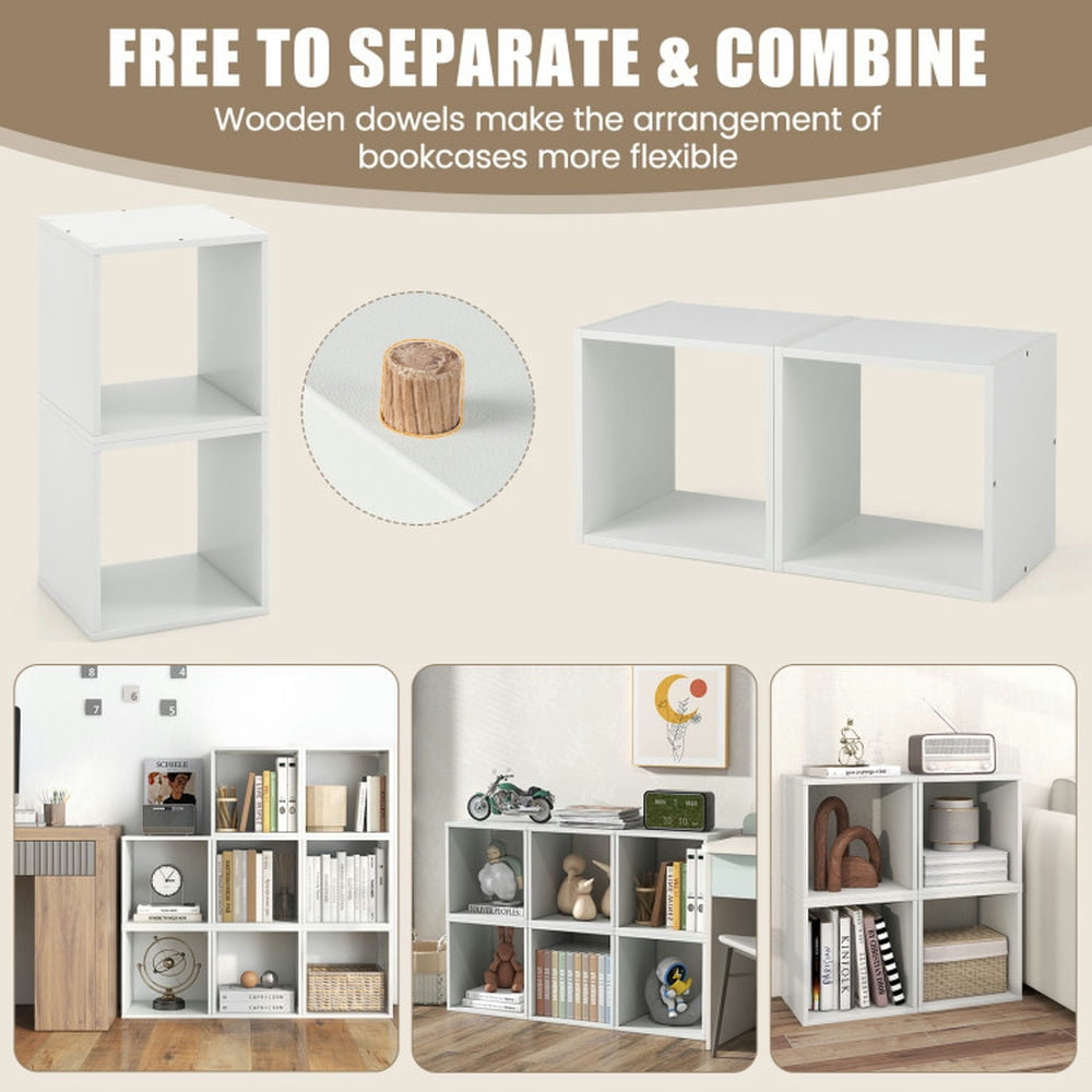 Canddidliike Cube Storage Organizer Set of 2-White, Tall Bookshelf, Book Shelves for Living Room, Home Office, Bedroom, Balcony