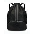 thumbnail image 2 of Nylon Waterproof Sports Backpack with Adjustable Straps, Drawstring Main Pocket, Back & Inner Small Pockets, Side Mesh Pockets, Double-Zipper Bottom Compartment, 47x35x15cm, 200g - Ideal for, 2 of 5