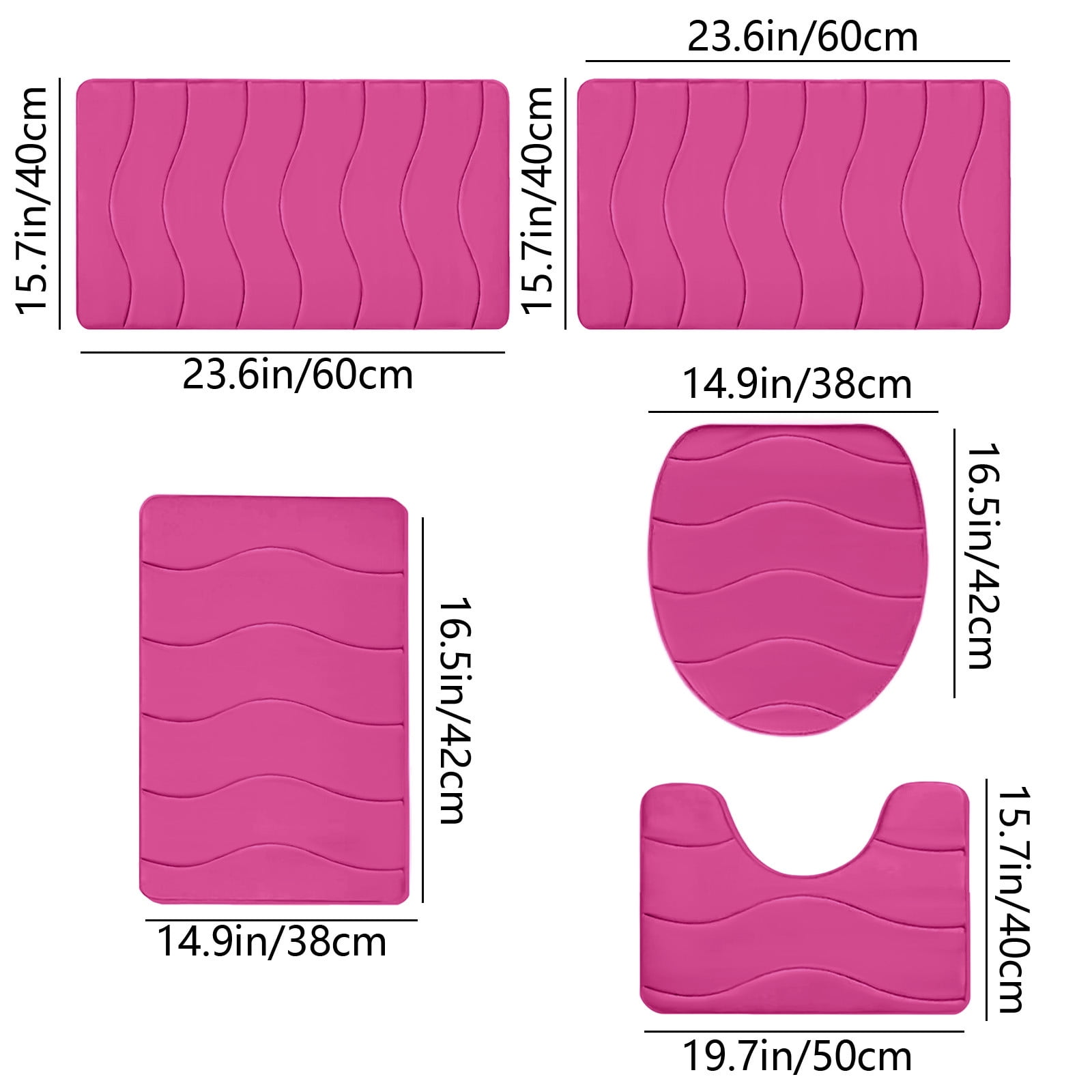 VOTRUDI New Bath Mats Clearance,Pink No Slip Memory Foam Bathroom Rugs and Mats Washable Set of 5,Bath Rugs and Mats for Bathroom Floor
