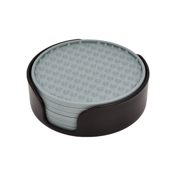 6 Pack Silicone Coasters with Holder, Non-Slip Heat Resistant Cup Mats for Hot and Cold Drinks, Tabletop Protection for Home, Kitchen, Office