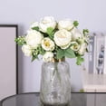 thumbnail image 2 of Artificial Flowers 2 Bunches Fake Peony Silk Flowers Arrangements with Eucalyptus Leaves Faux Realistic Bouquet for Wedding Decoration Home Table Centerpiece (Cream White), 2 of 5