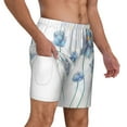 thumbnail image 3 of Picia Pale Blue Lotus Flowers pattern Mens Swim Trunks with Compression Liner Stretch Beach Shorts Quick Dry with Zipper Pockets No-Chafing Board Shorts-Small, 3 of 9