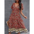 thumbnail image 2 of Robe Femme Été Bohème Décontractée Manches Courtes Imprimé Floral Maxi Robe TG, 2 of 4