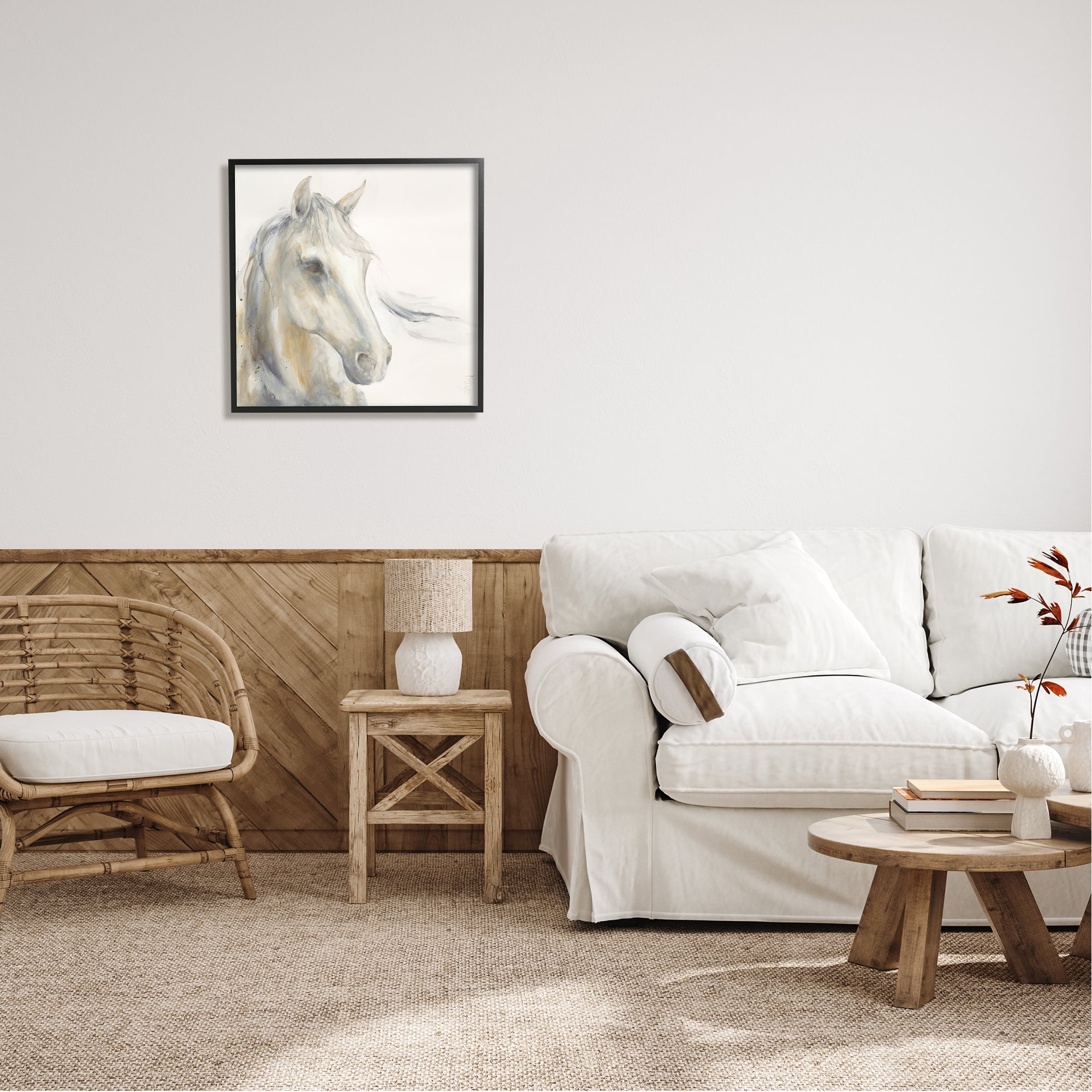 Stupell Industries Subtle Horse Portrait Animals & Insects Painting Black Framed Art Print Wall Art, 24 x 24