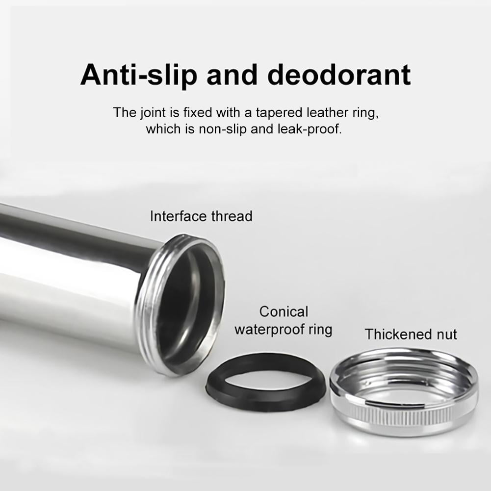 Universal Complete Bathroom Sink Flexible Water Drain Pipe Kit W Overflow Stainless Steel Stopper Adjustable Expandable Plastic White Hose Snappy P Trap Plumbing Fitting For Vessel Vanity Basin Bathroom Sink Bathtub