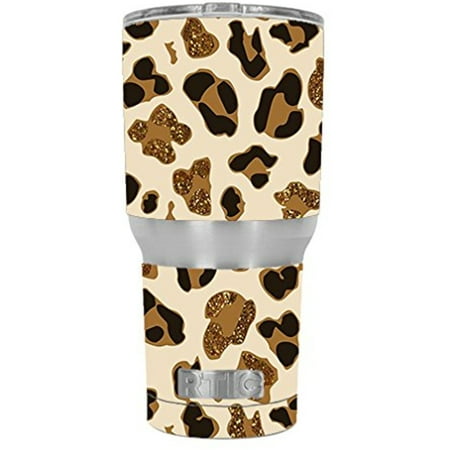 Glitter Leopard - Skin Decal Vinyl Wrap for RTIC 30 oz Tumbler Cup Stickers Skins Cover (6-piece kit) / Leopard Print Glitter Print (not real glitter)
