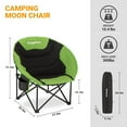 thumbnail image 2 of KingCamp Foldable Saucer Camping Lounge Chair w/ Cupholder Storage, Black/Green, 2 of 12