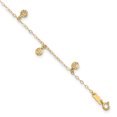 thumbnail image 1 of 14k Yellow Gold Dangle Circle 9 Inch Plus 1 Anklet Ankle Bracelet, 1 of 11