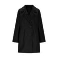 thumbnail image 4 of MaFYtyTPR Winter Pea Coat for Women Solid Casual Thicken Wool Lapel Collar Inner Lining Pocket Breasted Outerwear Tops Black L, 4 of 5