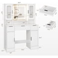 thumbnail image 3 of Kicctian Multi-Storage Vanity Desk with LED Lighted Mirror - Modern Makeup Table, 2 Glass Display Cabinets, 2 Spacious Cabinets, 3 Drawers & Shelves,White, 3 of 6