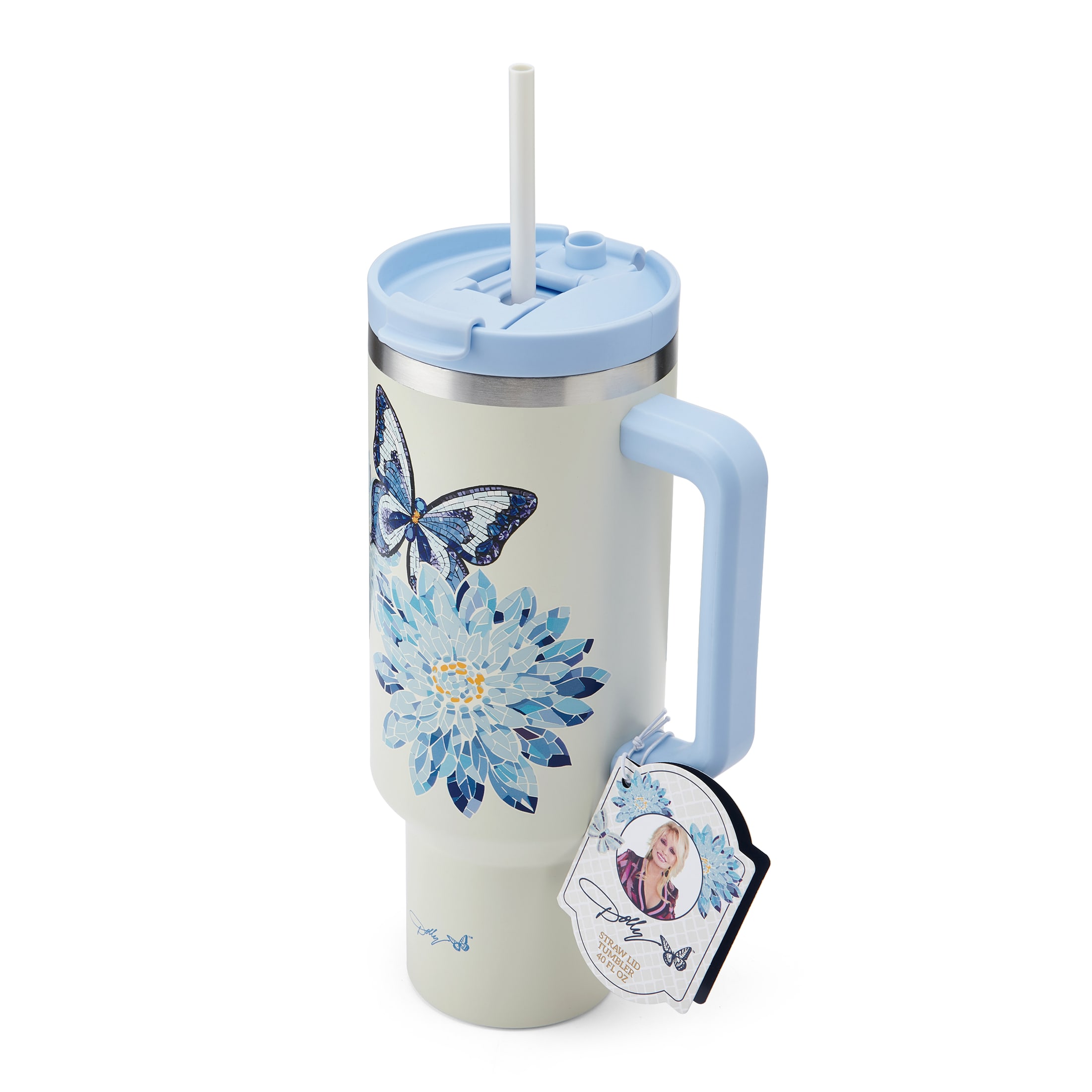 Dolly Parton 40 oz Stainless Steel Tumbler with Handle Blue Jewel