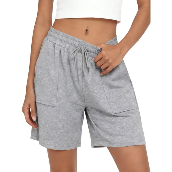 SWQZVT Women's Sweat Shorts with Pockets, Elastic Drawstring Waist Casual Athletic Lounge Running Shorts