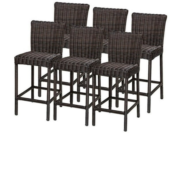 Bowery Hill Outdoor Wicker Bar Stools in Chestnut Brown (Set of 6