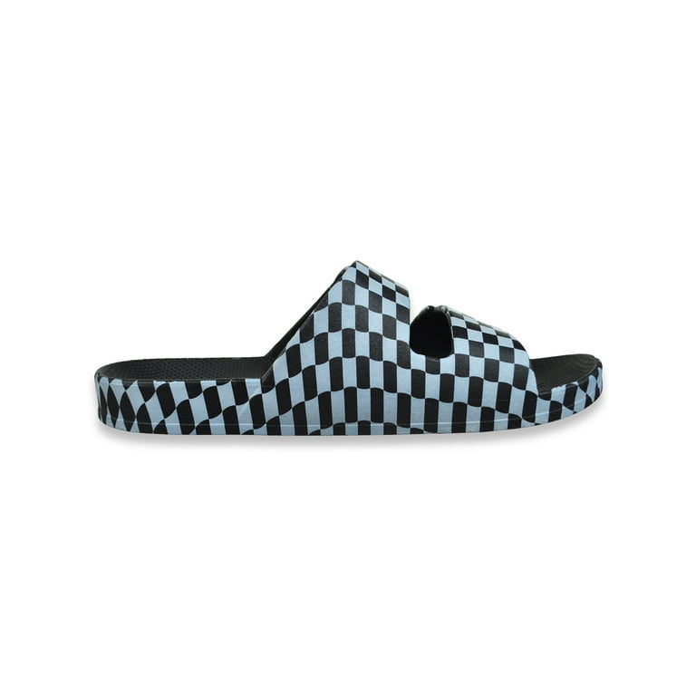 Mudd Girls Checkered Double Strap Slides black 12 toddler