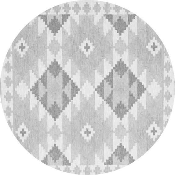 Ahgly Company Indoor Round Southwestern Gray Country Area Rugs, 7' Round
