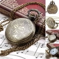 thumbnail image 4 of ruhuadgb 2Pcs Pocket Watch,Unisex Case Vintage Brass Rib Chain Train Pattern Quartz Pocket Watch, 4 of 5