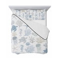 thumbnail image 7 of Quilts Twin Size Bedding Set, Blue Coastal Lightweight Quilted Comforter, Nautical Summer Beach Coral Sea Turtle Soft Reversible Bedspread Coverlet with Pillow Covers for All Season, 68" x 86", 7 of 7