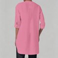 thumbnail image 5 of Lenpel Half Sleeve Womens Tops Cotton Linen V Neck Tunic Blouses with Pockets Fashion Side Split High Low Hem Shirts, 5 of 7