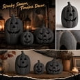thumbnail image 3 of Fall Decor - 5.9" Halloween Black Handmade Resin Pumpkin Jack O' Lantern Decorations, Vintage Autumn Farmhouse Pumpkin Table Decoration for Home Indoor Outdoor Front Porch Mantel, 3 of 12
