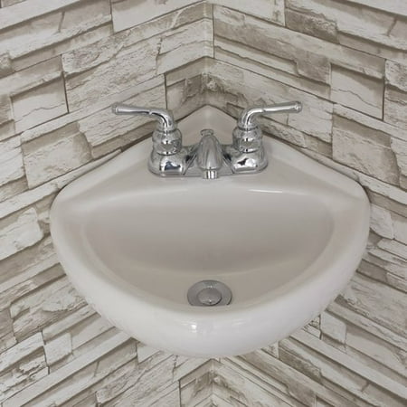 - Fine Fixtures Ceramic 15'' Corner Bathroom Sink