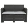 thumbnail image 3 of Light Gray Faux Rattan Loveseat with All-Weather Light Gray Cushions, 3 of 9