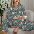 thumbnail image 6 of Fotbe Hedgehogs and Flowers Pattern Long Sleeve Pajama Set for Women,Sleepwear Set,2-piece Loungewear Set,Soft PJs Comfy Nightwear with Pockets -Medium, 6 of 7