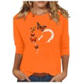 thumbnail image 1 of Dadaria Matters Tee Femme Chemise Orange Manches 3/4 T-Shirt Col Rond Grande Taille Hauts Été Chandail Blouses L, 1 of 5