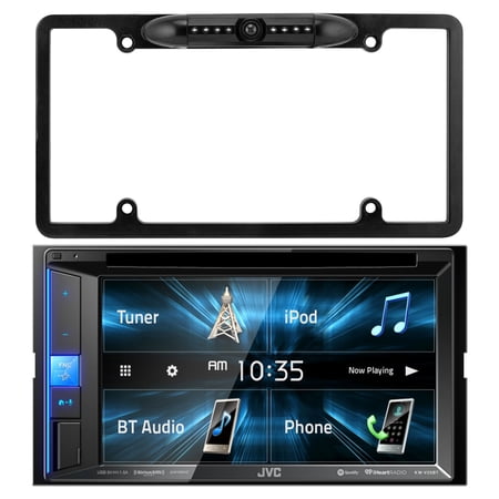 6.2" Touchscreen Double-DIN Bluetooth SiriusXM Car Audio Stereo Receiver, License Plate Frame Rear View Backup Camera