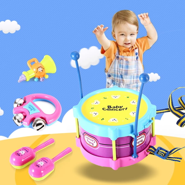 5Pcs Kids Baby Roll Drum Musical Instruments Band Kit Children Toy Gift