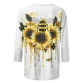 thumbnail image 5 of JTZGDY Bee Shirts for Women Funny Printed Plus Size Summer 3/4 Sleeve Round Neck Graphic T-Shirts Loose Oversized Casual Tunic Blouse Holiday Outfit Gift Clothes Yellow#02 S, 5 of 6