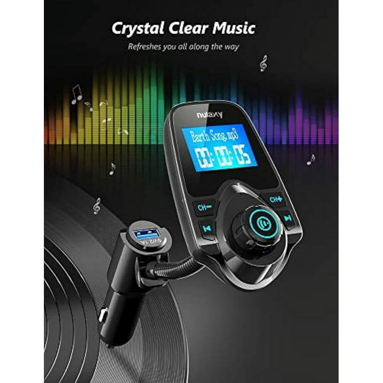  Nulaxy Bluetooth FM Transmitter for Car,Bluetooth Car Adapter  with Dual USB Charging Car Charger MP3 Player Support TF Card & USB  Disk,Hands Free Calling,7 Colors Led Backlit Light : Electronics